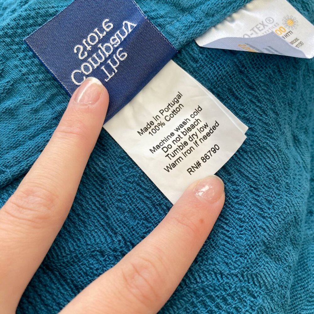 NWOT Company Store Coverlet - full size, teal blue color, floral pattern - Picture 2 of 4